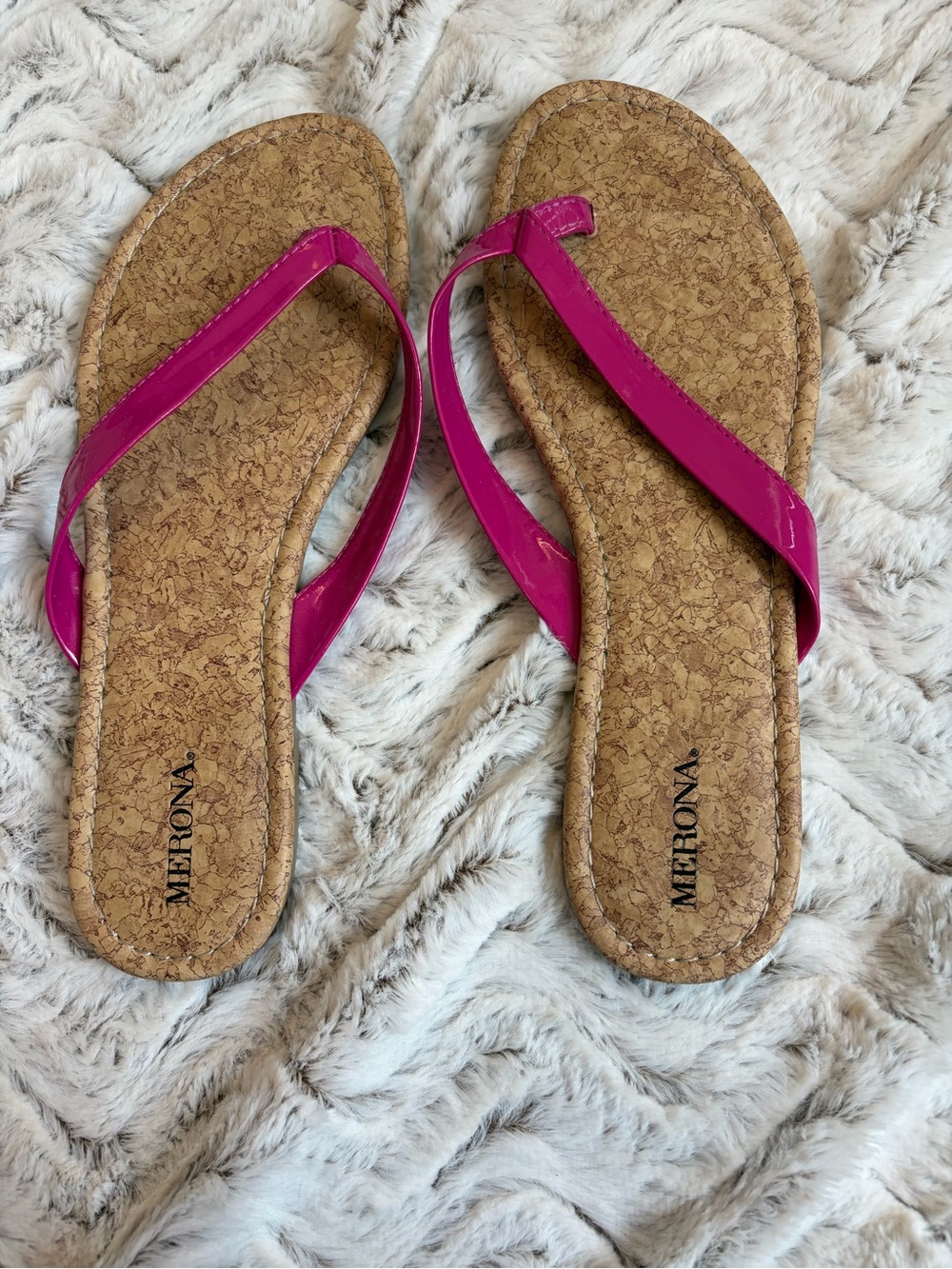 Merona Hot Pink Patent Cork-Style Flip Flops